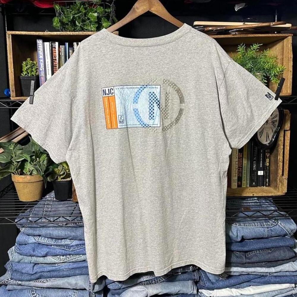 Vintage Nautica Jeans Company Basic Gray Tee Shirt Men 2XL Center Box Logo Shirt